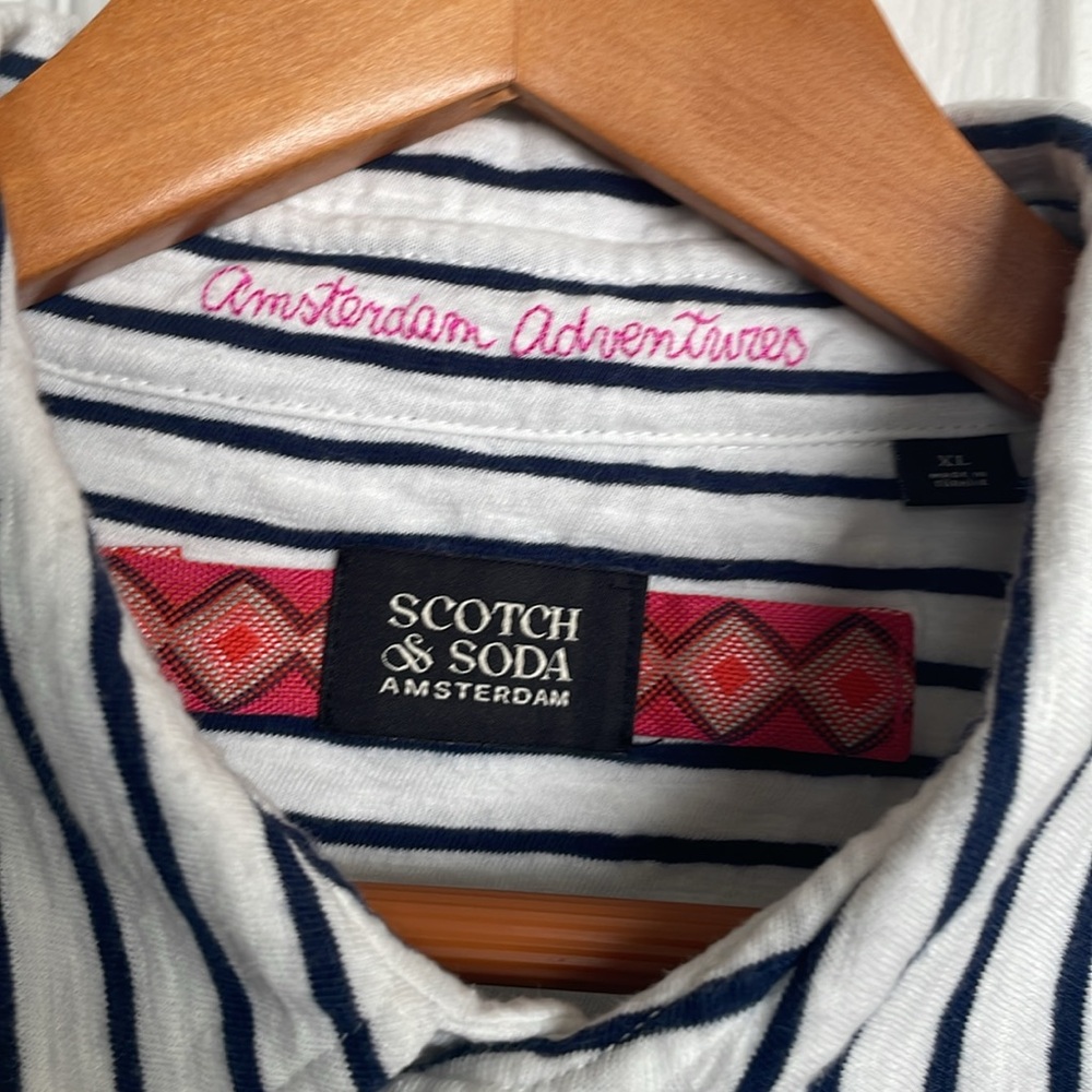 Scotch & Soda Black and White Striped Polo Shirt - Picture 2 of 7